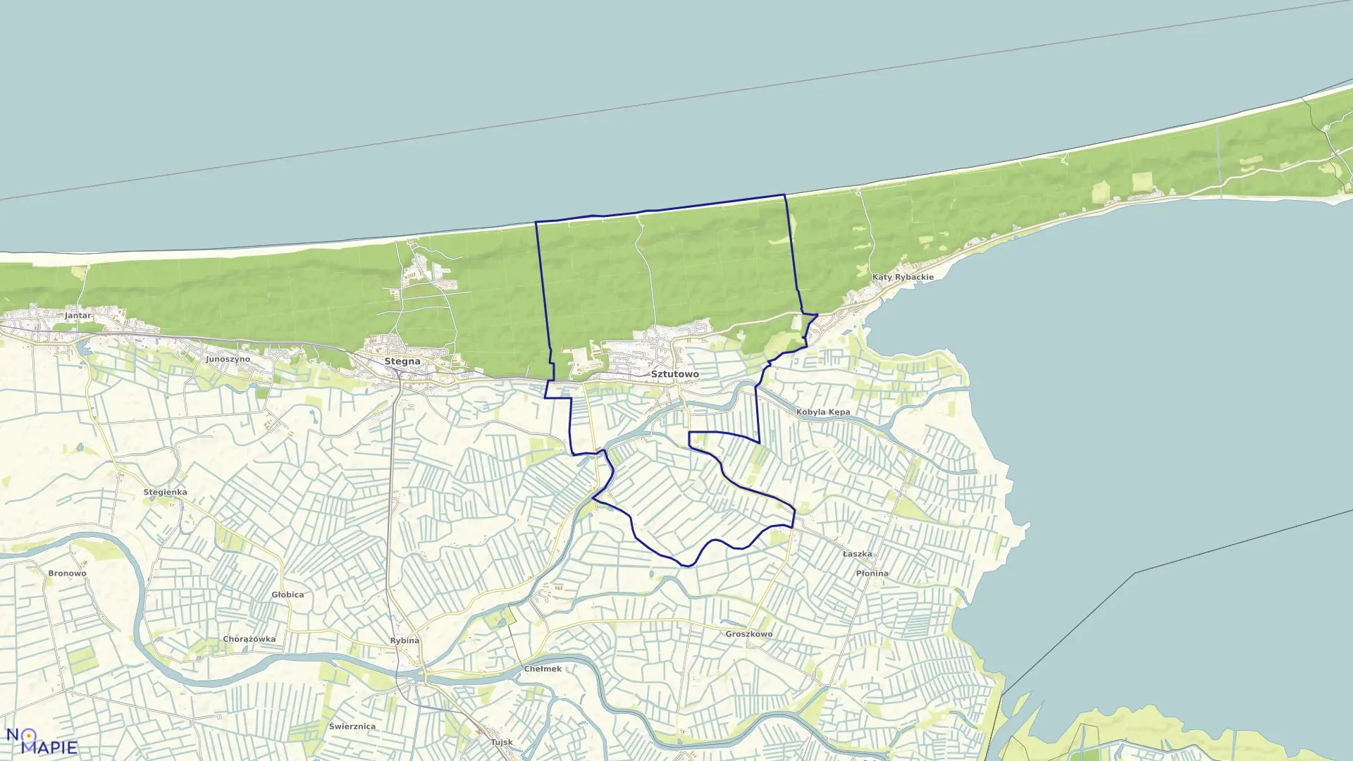 Mapa obrębu Sztutowo w gminie Sztutowo